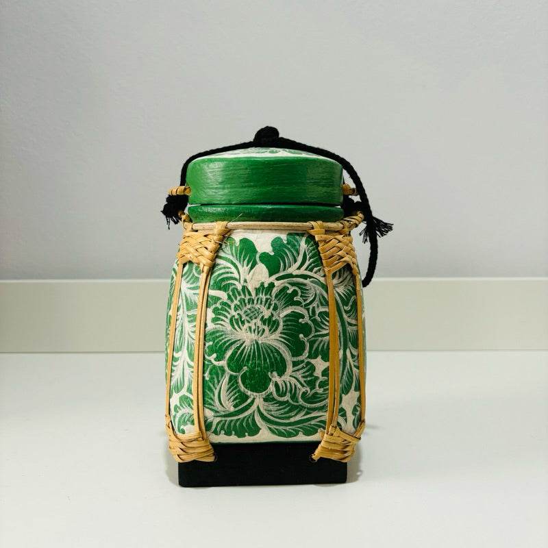 Lanna Bamboo Rice Box – Handmade Thai Kratip Khao Storage Jar | Natural Decor &amp; Gift in 12x21cm Size - Thai Blessing Co