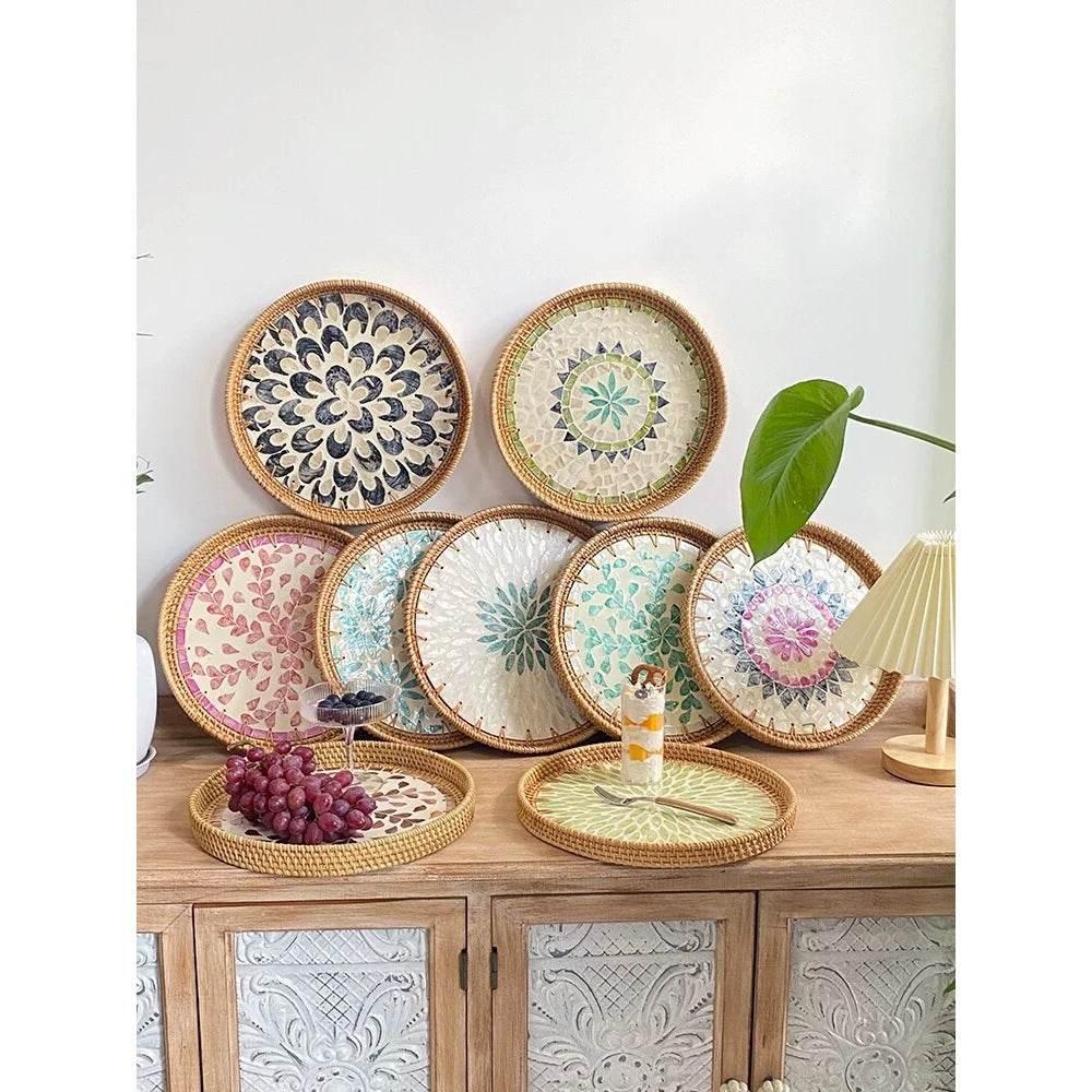 Vietnamese Rattan Serving Tray – Handwoven Natural Round Wicker Tray for Kitchen, Bathroom & Home Decor | 30cm & 35cm Sizes