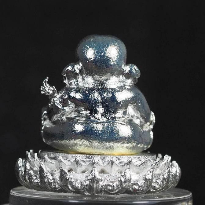 Ganesha Lotus Base Silver-Plated Statue - Temple-Building Edition by Luang Pho Ngern