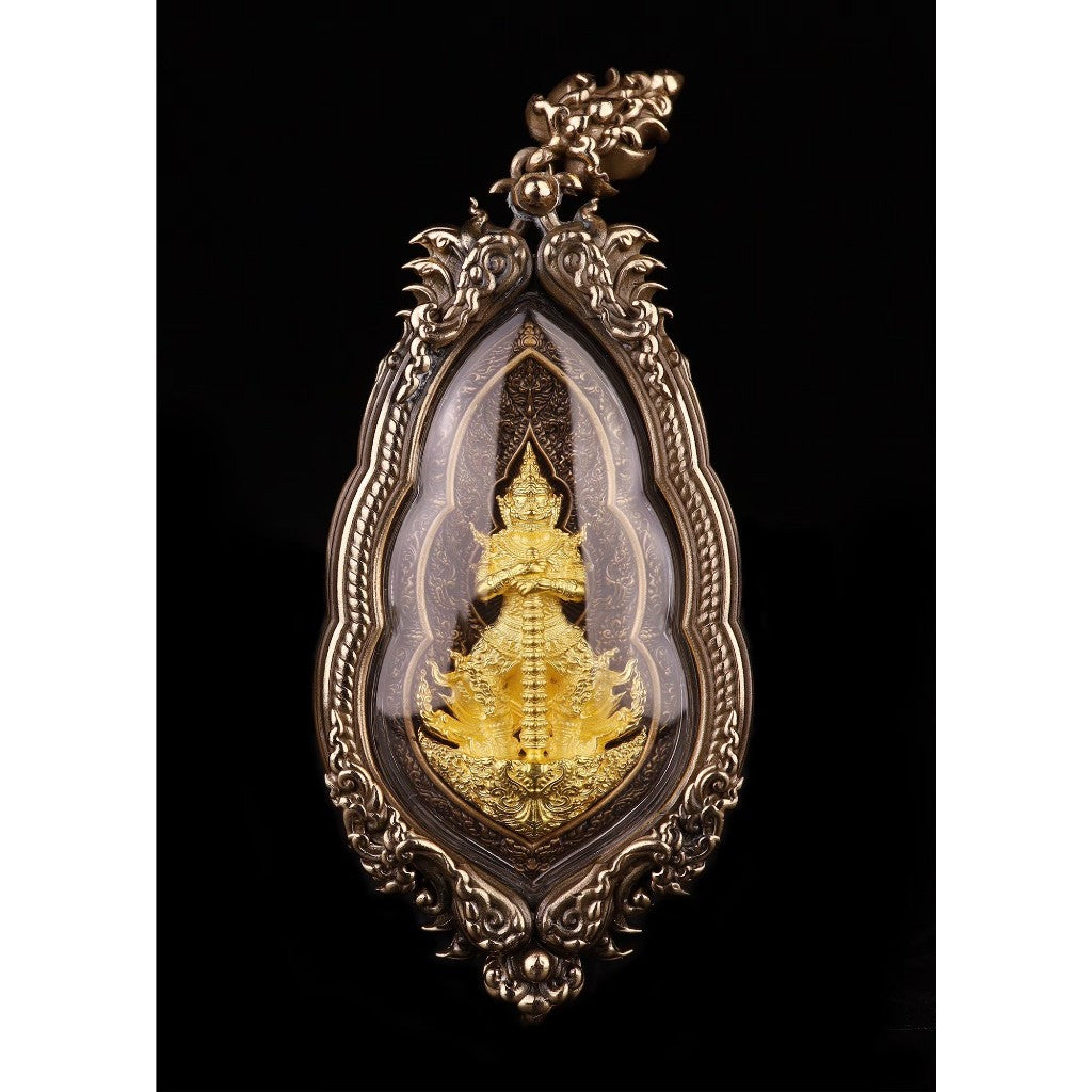 Vesuwanno amulet for wealth and protection in an ornate gold frame, ideal for home blessings