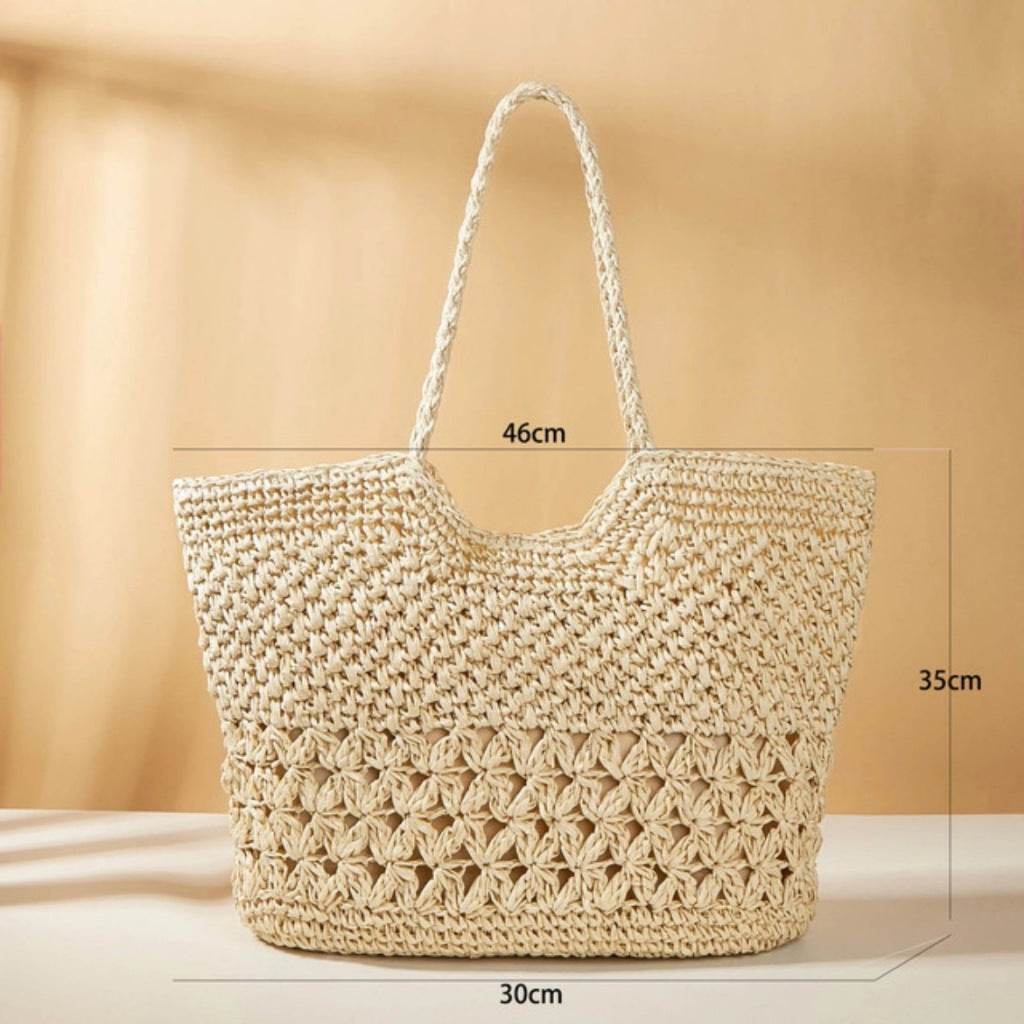 New Handwoven Cotton Rope Bag – 35x46cm Large Shoulder Tote for Women | Natural Material &amp; 2 Color Options One-Sake.com khaki white off khaki-white off-