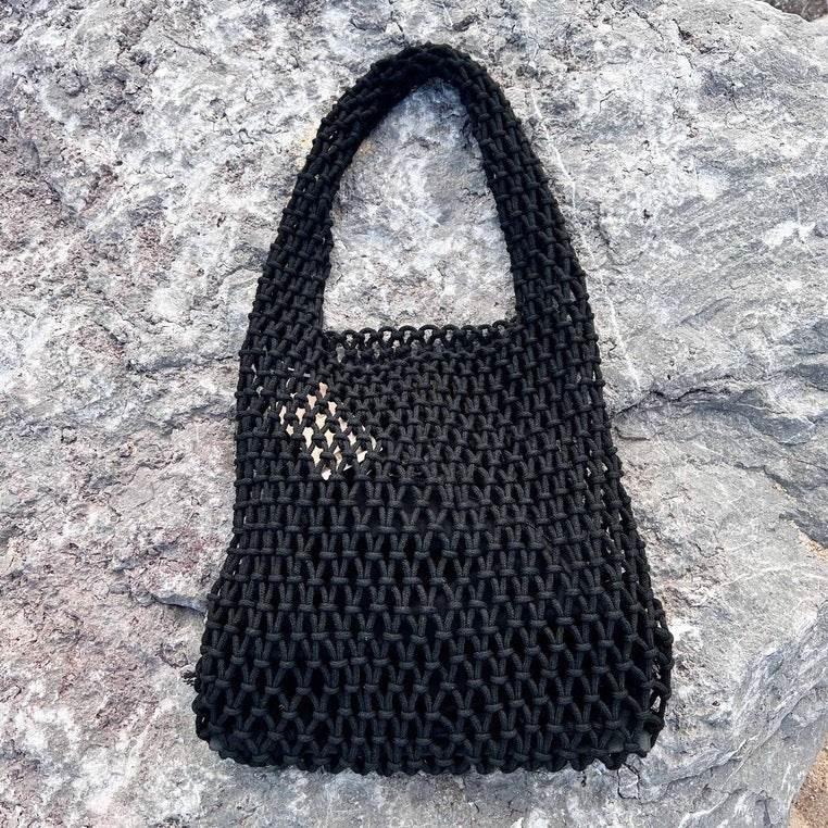 7-Color Crochet Shoulder Bag | Handmade Cotton Tote with Leather Base for Women, 50cm Height