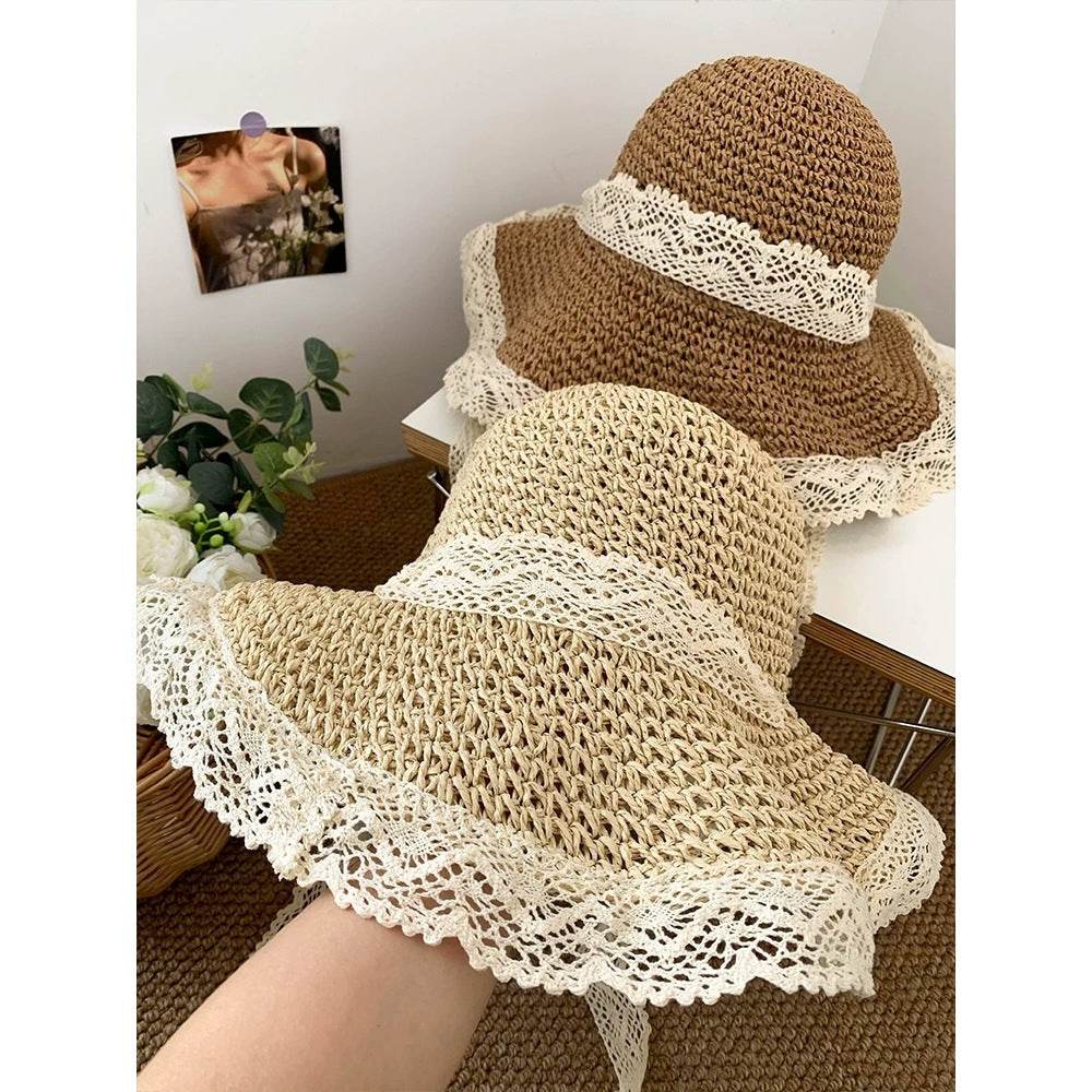 Japanese Style Handwoven Sun Hat – Adjustable 60cm Fit with Bendable Brim | Natural Fiber Straw Hat in 2 Colors One-Sake.com khaki white off khaki-white off-