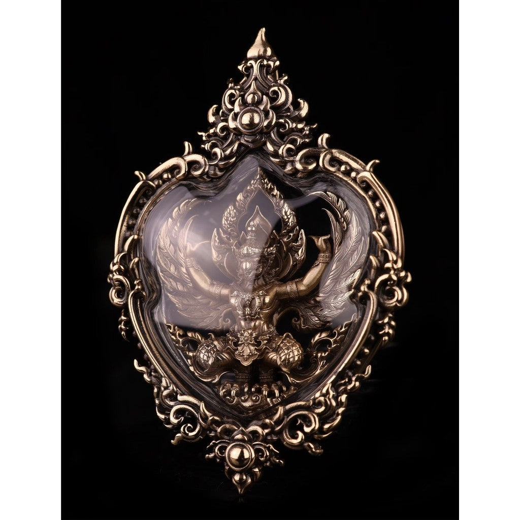 Intricately designed Garuda amulet for wealth and protection, crafted with fine details and auspicious symbolism.