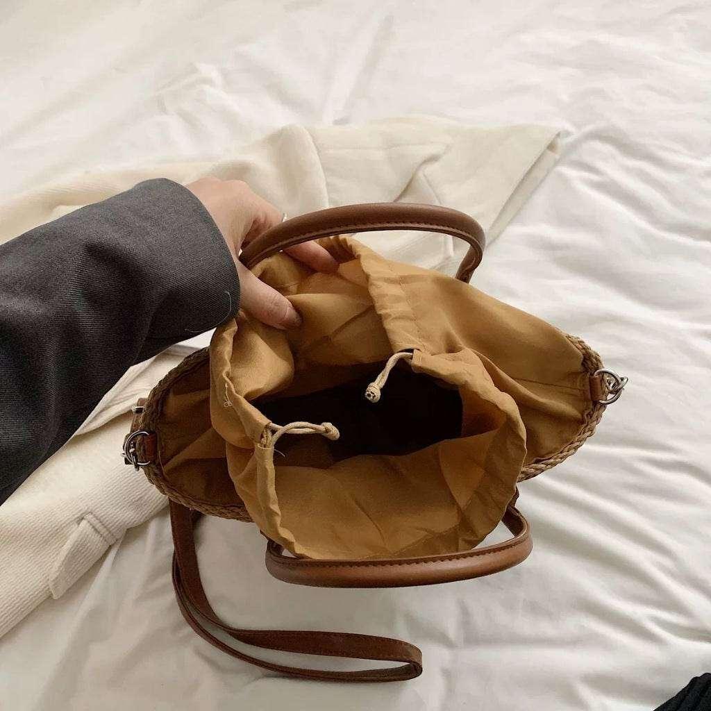Handwoven Cotton Rope Tote Bag with Lining - Adjustable Strap & Natural Fiber Design | 20cm x 30cm Multi-Use Shoulder & Crossbody Bag for Women