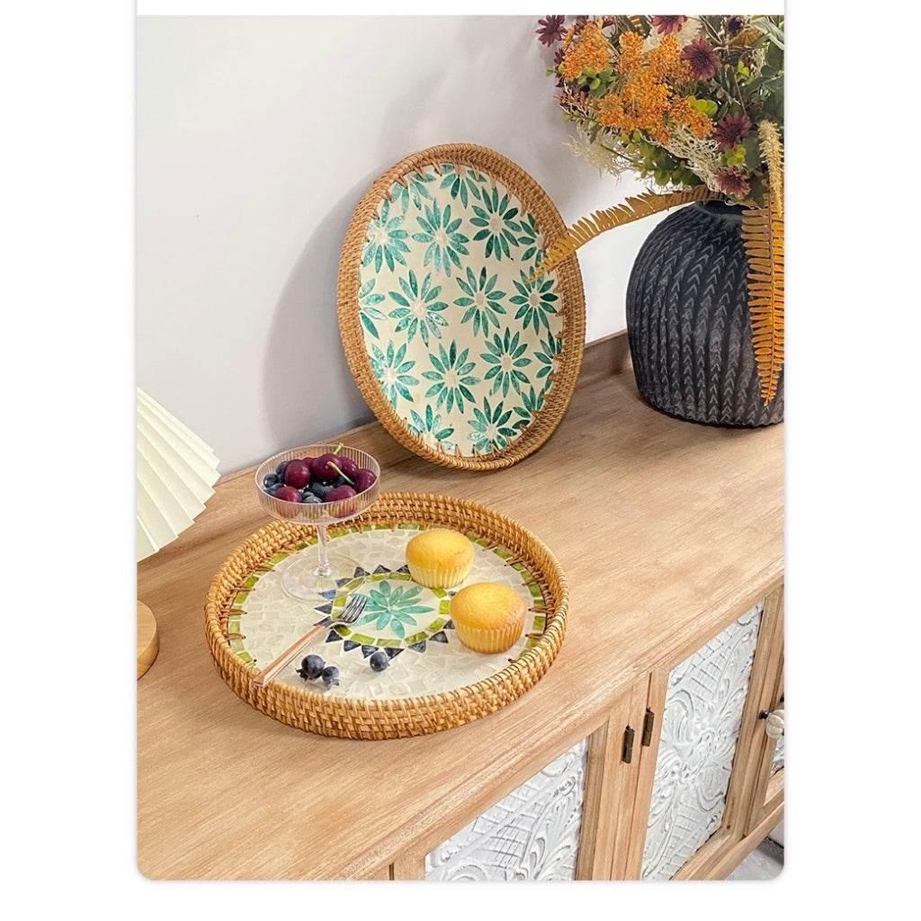 Vietnamese Rattan Serving Tray – Handwoven Natural Round Wicker Tray for Kitchen, Bathroom & Home Decor | 30cm & 35cm Sizes