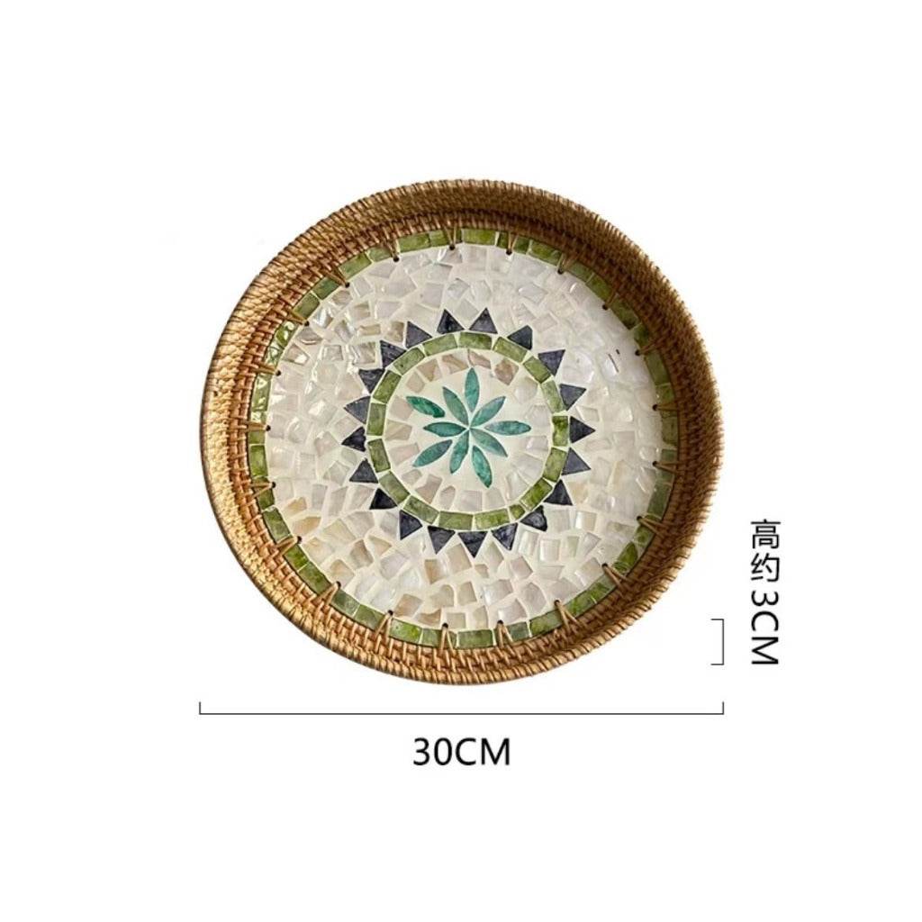 Vietnamese Handwoven Rattan Serving Tray – Natural Round Wicker Tray for Kitchen, Bathroom &amp; Home Decor | 30cm &amp; 35cm Sizes One-Sake.com b-30cm a-30cm a-35cm a-30cm-a-35cm-b-30cm-b-35cm-c-30cm-c-35cm-d-30cm-d-35cm-c-30cm+35cm-b-30cm+35cm-d-30cm+35cm-a-30cm+35cm-