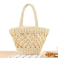 New Korean Handmade Woven Tote Bag for Women – Cotton Rope & Natural Materials with Inner Pocket | Available in 2 Colors off white