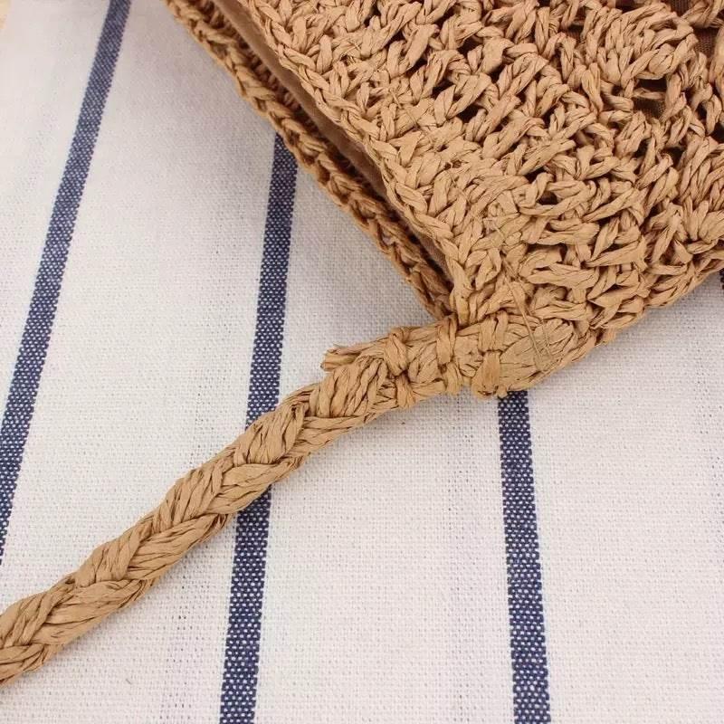 Handwoven Korean Style Shoulder Bag - Artisan Crafted Cotton Tote with Adjustable Strap, 25cm Height