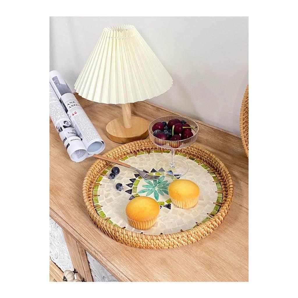 Vietnamese Rattan Serving Tray – Handwoven Natural Round Wicker Tray for Kitchen, Bathroom & Home Decor | 30cm & 35cm Sizes