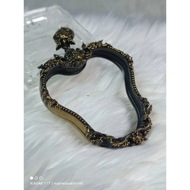 Garuda Amulet for Power - Maha Amnat II Authentic Thai Talisman for Prestige & Protection Satin bronze frame กว้าง4.2*สูง4.2ซม.