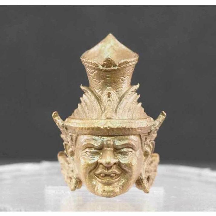 Pu Lersi Tiger Head Amulet - Sacred Bronze Bell Metal & Silver Takrut for Success and Personal Magnetism Default Title