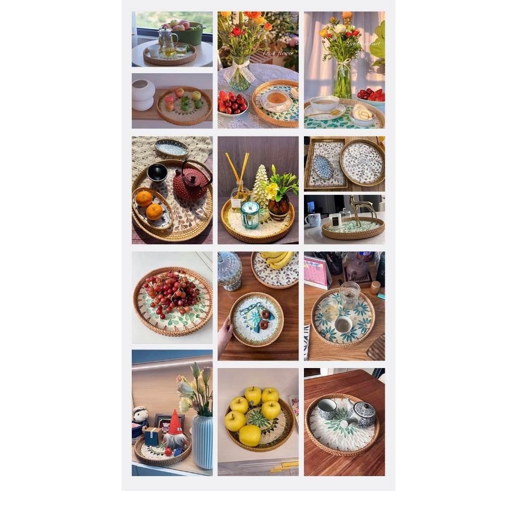 Vietnamese Rattan Serving Tray – Handwoven Natural Round Wicker Tray for Kitchen, Bathroom & Home Decor | 30cm & 35cm Sizes