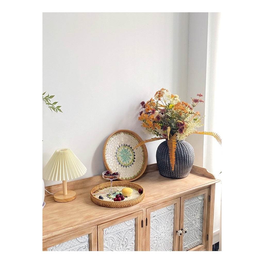 Vietnamese Handwoven Rattan Serving Tray – Natural Round Wicker Tray for Kitchen, Bathroom &amp; Home Decor | 30cm &amp; 35cm Sizes One-Sake.com b-30cm a-30cm a-35cm a-30cm-a-35cm-b-30cm-b-35cm-c-30cm-c-35cm-d-30cm-d-35cm-c-30cm+35cm-b-30cm+35cm-d-30cm+35cm-a-30cm+35cm-
