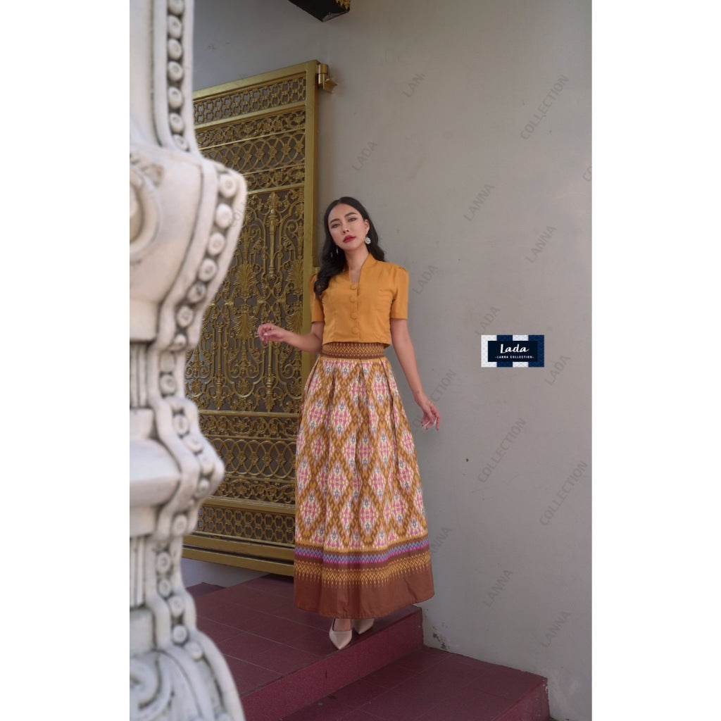 New Stairway to Heaven Print 2-Piece Cotton Set – Yellow, Blue &amp; Purple | Collar Short Sleeve Top with Pleated Skirt One-Sake.com ม่วง / L ม่วง / S ม่วง / M ม่วง / S-ม่วง / M-ม่วง / L-ม่วง / XL-เหลือง / S-เหลือง / M-เหลือง / L-เหลือง / XL-แดง / S-แดง / M-แดง / L-แดง / XL-