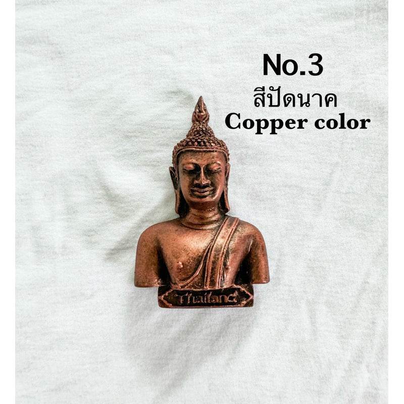 Copper color handcrafted resin fridge magnet shaped like a Buddha bust from One-Sake.com