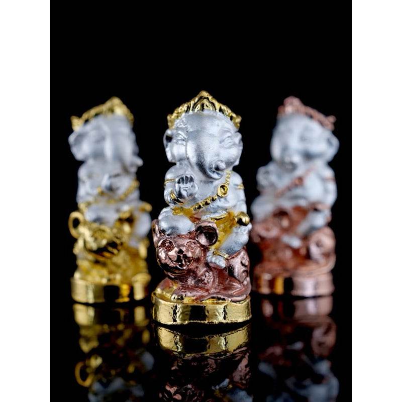 Ganesha blessing amulet Thailand small metallic statues in gold silver and bronze by Thai Blessing Co