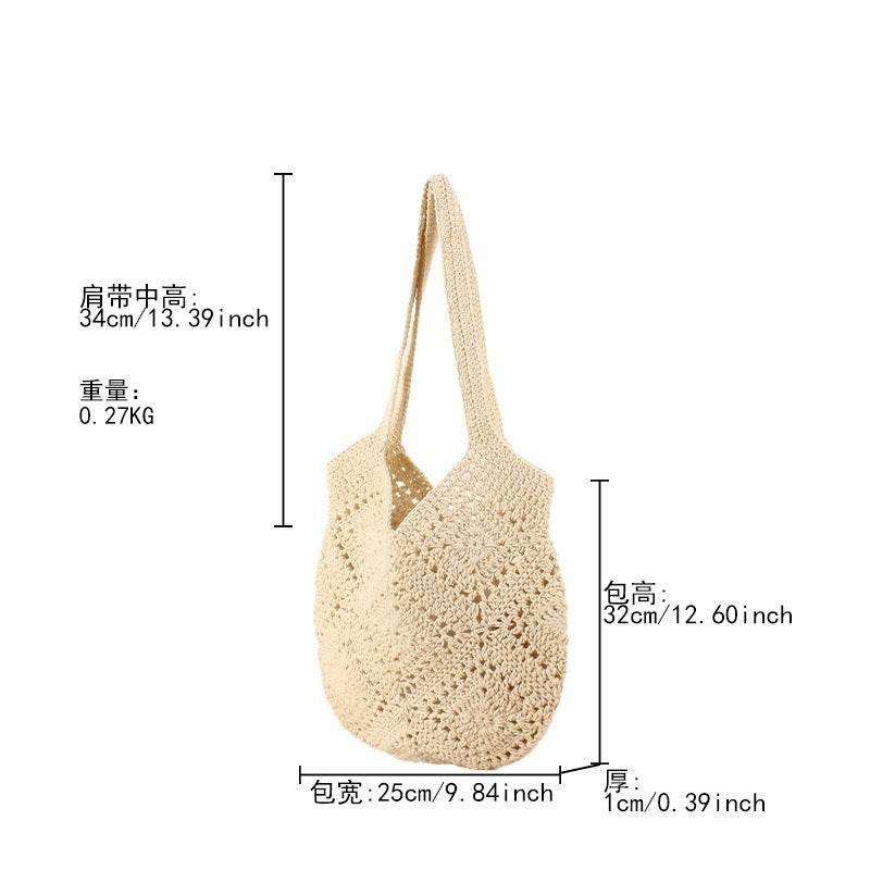 Korean Handwoven Cotton Tote Bag with Linen Lining & Magnetic Closure - Natural Rope Bag for Women