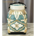 Handmade Thai Decorative Tray Lanna Rice Box - Artisan Crafted Home Décor เขียวมิ้นท์