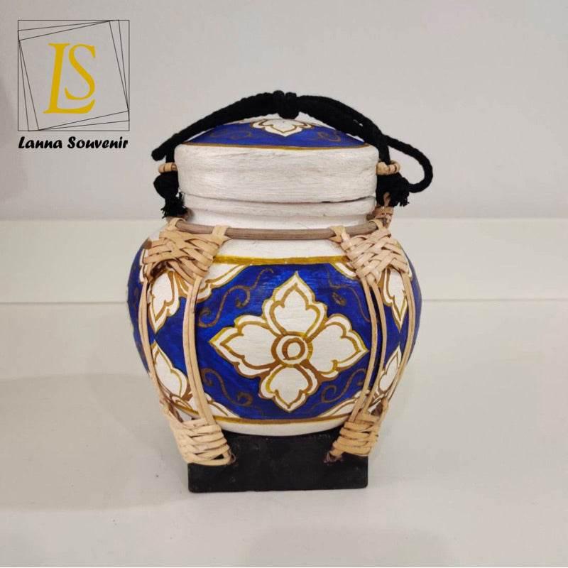 Handmade Bamboo Rice Box - Unique Authentic Thai Souvenir Jar 23