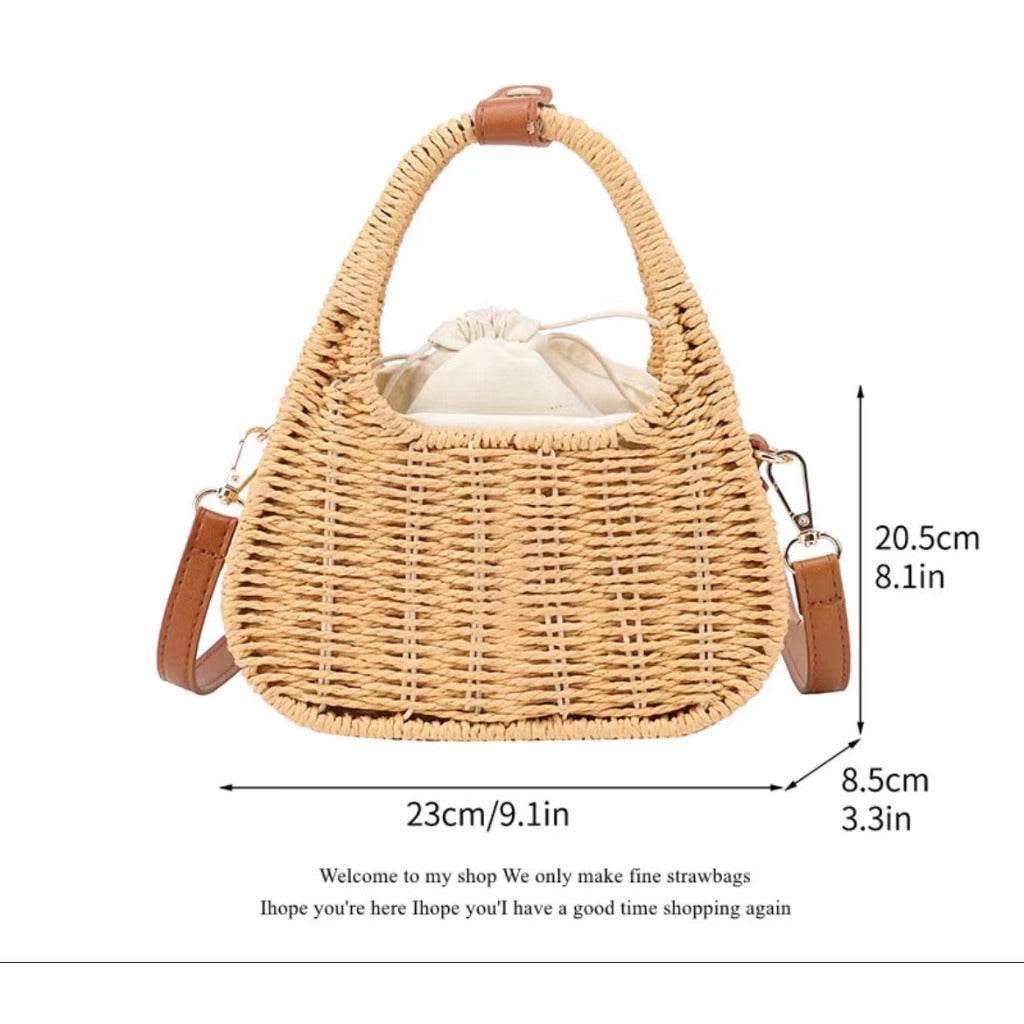 New Handwoven Shoulder Handbag - Korean Style Cotton Rope Bag with Inner Pocket, Compact 20cm Width