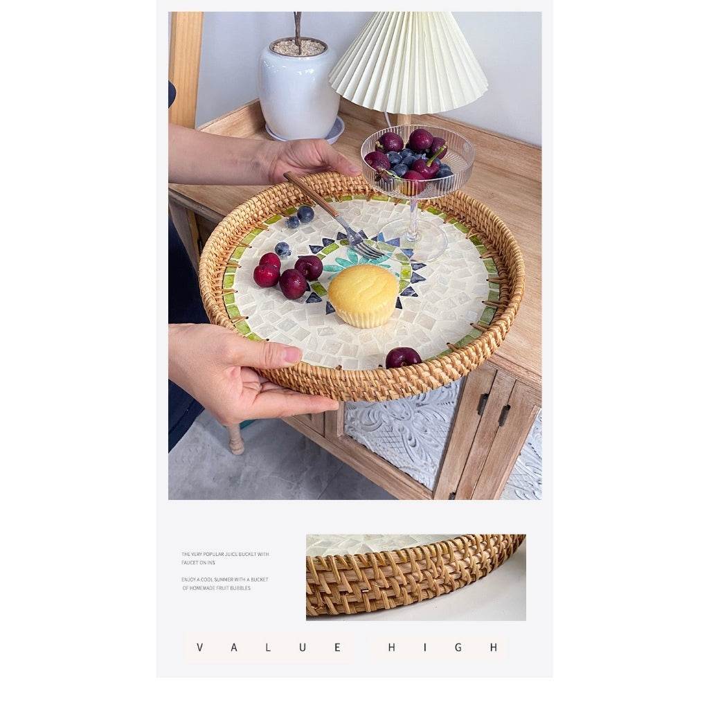 Vietnamese Handwoven Rattan Serving Tray – Natural Round Wicker Tray for Kitchen, Bathroom &amp; Home Decor | 30cm &amp; 35cm Sizes One-Sake.com b-30cm a-30cm a-35cm a-30cm-a-35cm-b-30cm-b-35cm-c-30cm-c-35cm-d-30cm-d-35cm-c-30cm+35cm-b-30cm+35cm-d-30cm+35cm-a-30cm+35cm-
