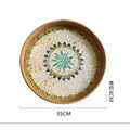 Vietnamese Rattan Serving Tray – Handwoven Natural Round Wicker Tray for Kitchen, Bathroom & Home Decor | 30cm & 35cm Sizes b-35cm