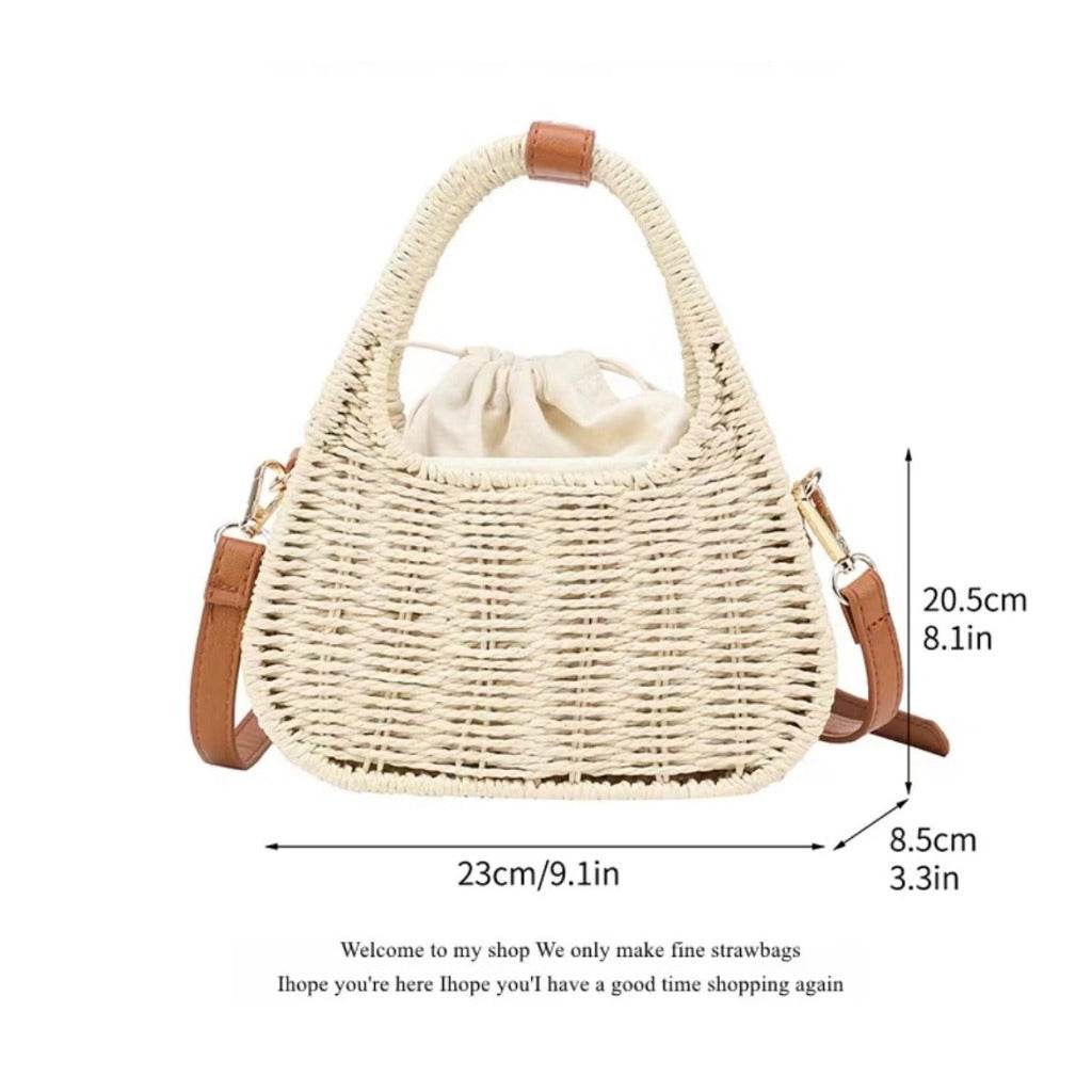 New Handwoven Shoulder &amp; Handbag – Compact with Inner Pocket | Korean Style Cotton Rope Bag 20cm Width One-Sake.com khaki white off khaki-white off-