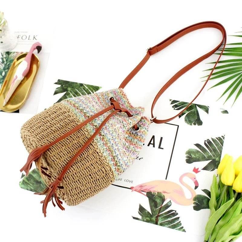 New Korean Handmade Pleated Tote Bag | Eco-Friendly Cotton Rope Shoulder Bag 28x20cm with 101cm Strap
