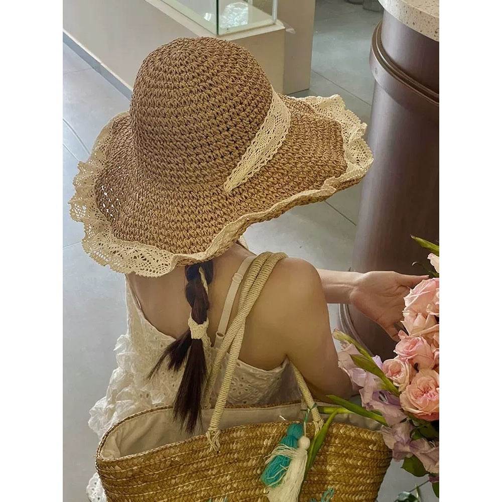 Japanese Style Handwoven Sun Hat – Adjustable 60cm Fit with Bendable Brim | Natural Fiber Straw Hat in 2 Colors One-Sake.com khaki white off khaki-white off-