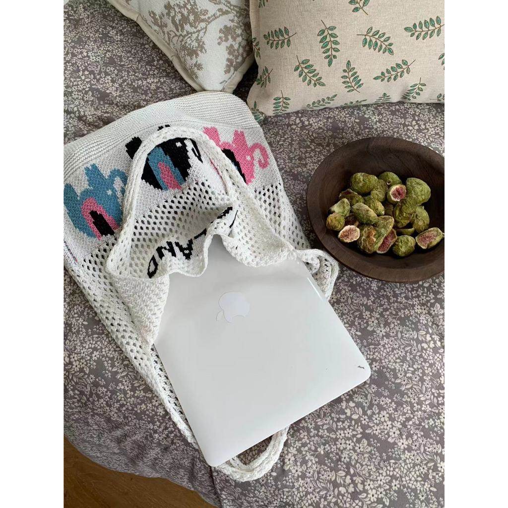 Handwoven Elephant Pattern Crossbody Bag – Large Cotton Rope Tote for Women | 58cm Natural Fiber Bag with 35cm Width One-Sake.com white khaki white-khaki-