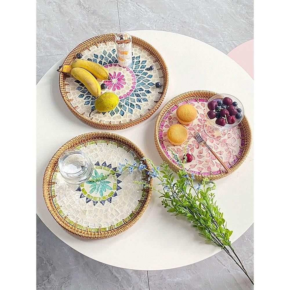 Vietnamese Rattan Serving Tray – Handwoven Natural Round Wicker Tray for Kitchen, Bathroom & Home Decor | 30cm & 35cm Sizes