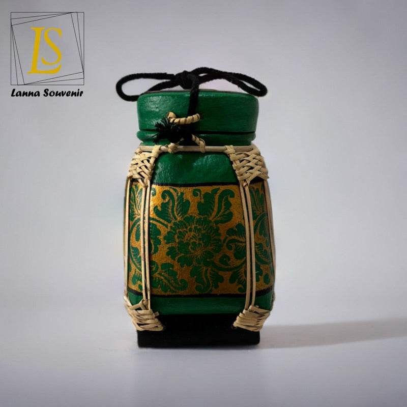 Lanna Bamboo Rice Box – Handmade Thai Kratip Khao Storage Jar | Natural Decor &amp; Gift in 12x21cm Size - Thai Blessing Co