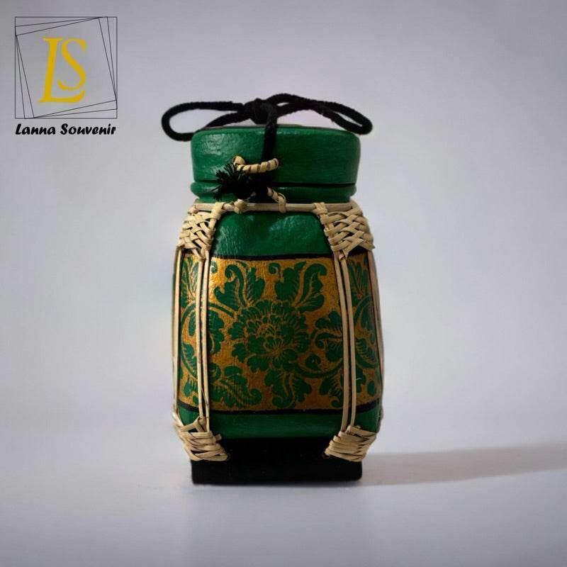 Handmade Thai Bamboo Rice Box - Thai Kratip Khao Storage Jar for Rice and Grains B56