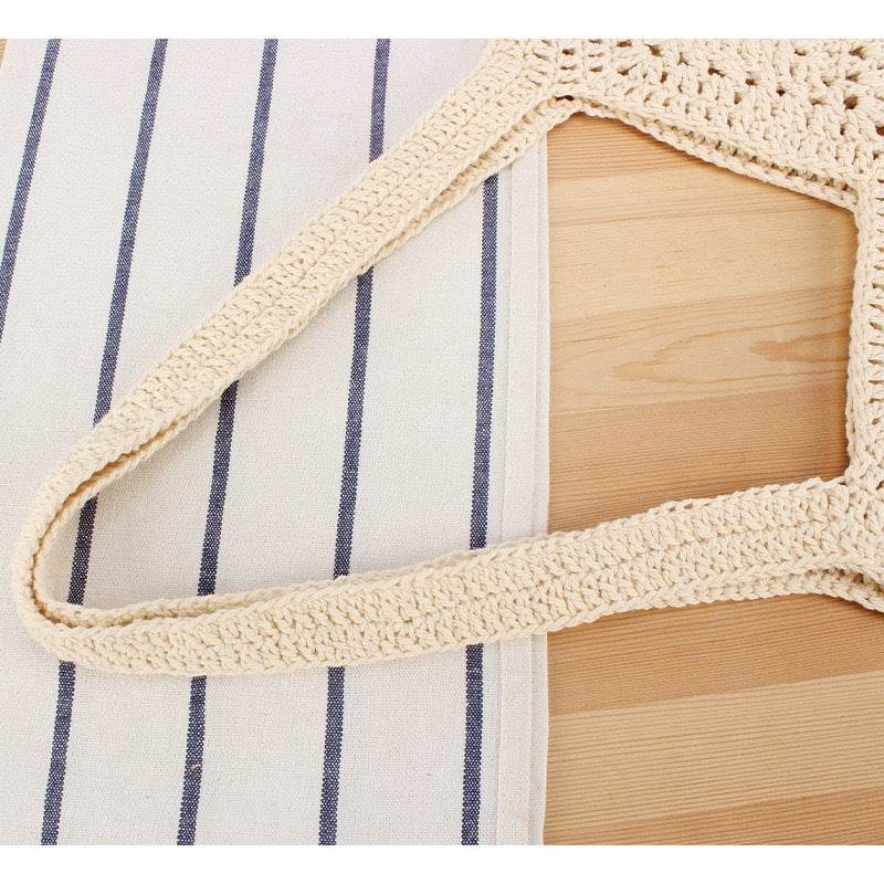 Korean Style Handwoven Cotton Bag with Linen Lining &amp; Magnetic Closure – Natural Rope Tote Bag for Women One-Sake.com white off khaki white off-khaki-