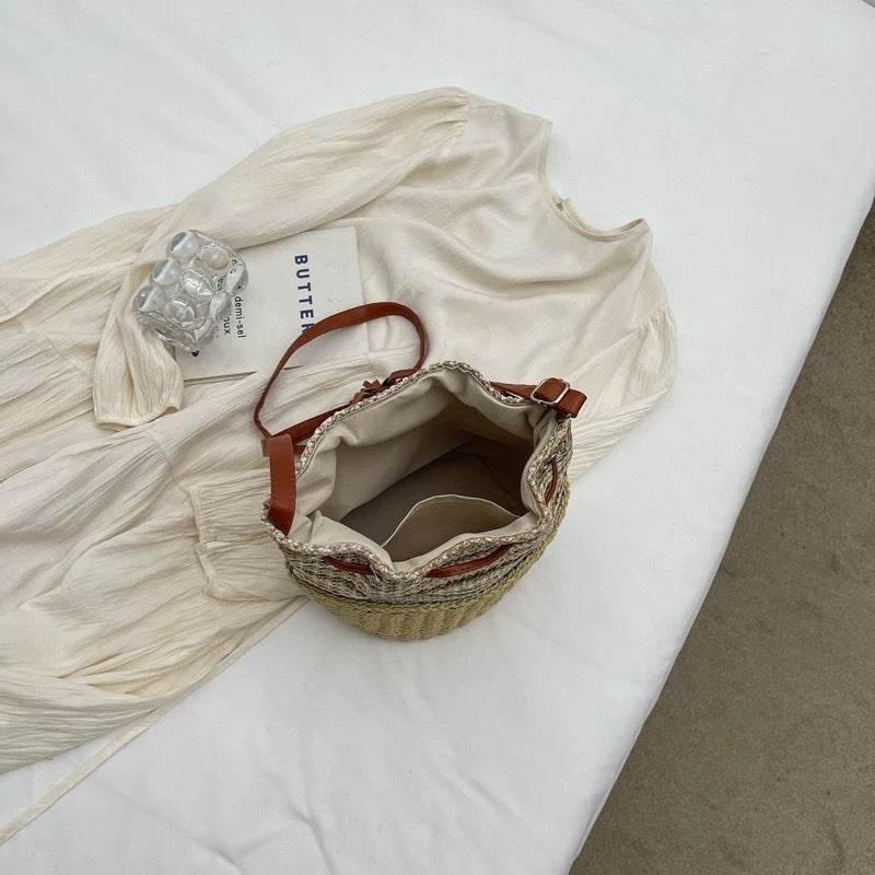 New Korean Handmade Pleated Tote Bag | Eco-Friendly Cotton Rope Shoulder Bag 28x20cm with 101cm Strap