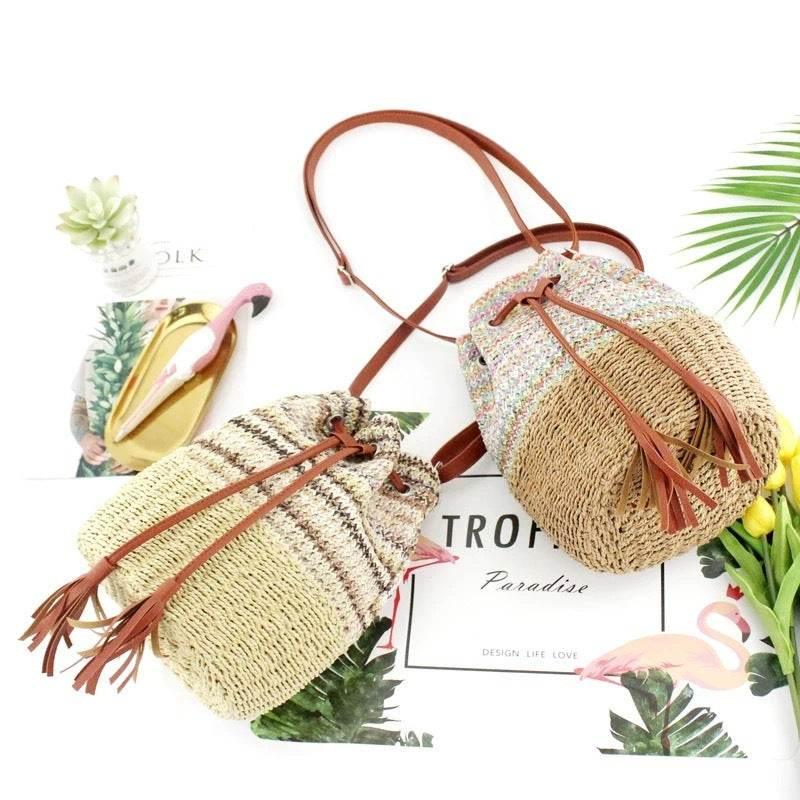 New Korean Handmade Pleated Tote Bag | Eco-Friendly Cotton Rope Shoulder Bag 28x20cm with 101cm Strap