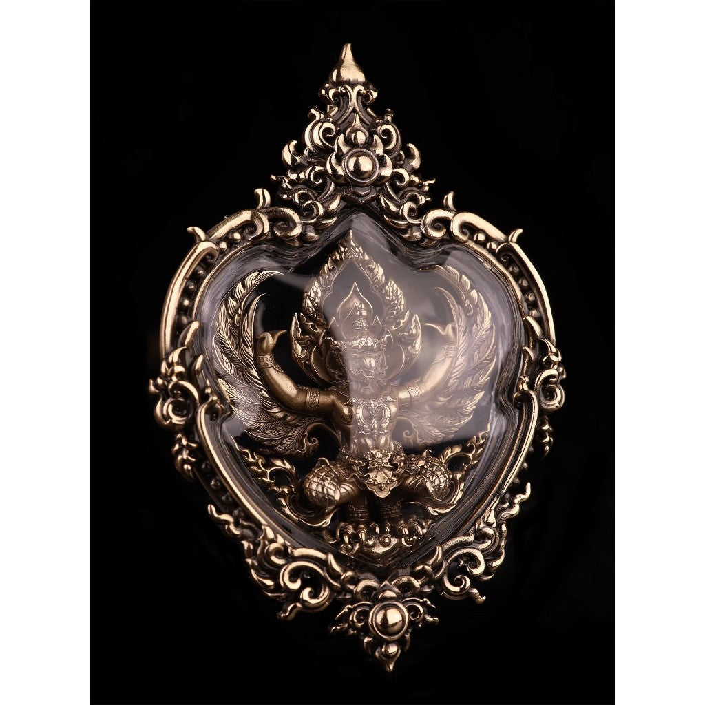 Decorative Garuda amulet for wealth and protection with intricate design and detailing