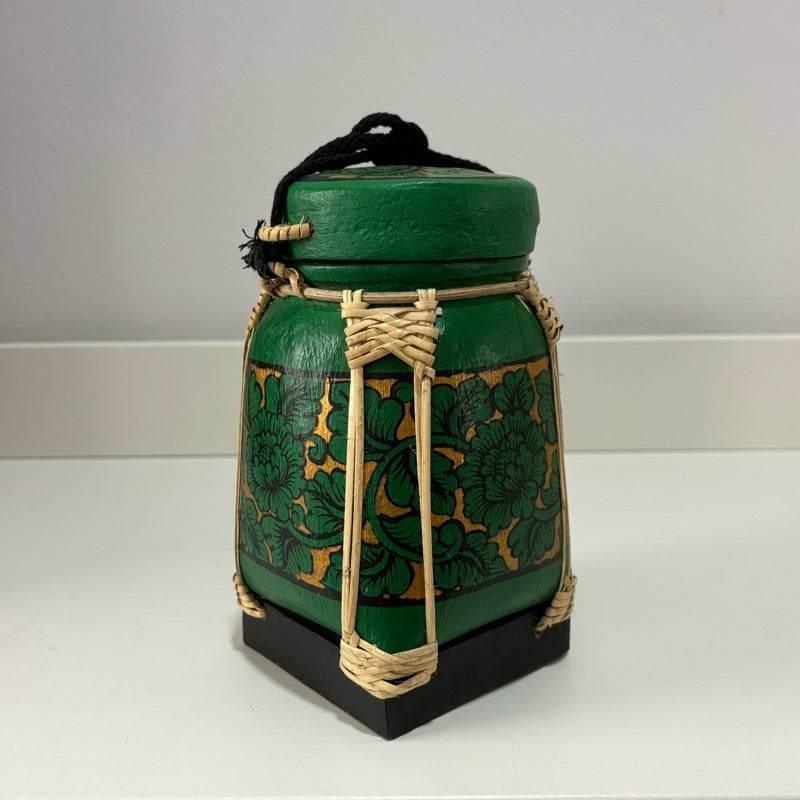 Handmade Thai Bamboo Rice Box - Thai Kratip Khao Storage Jar for Rice and Grains B54