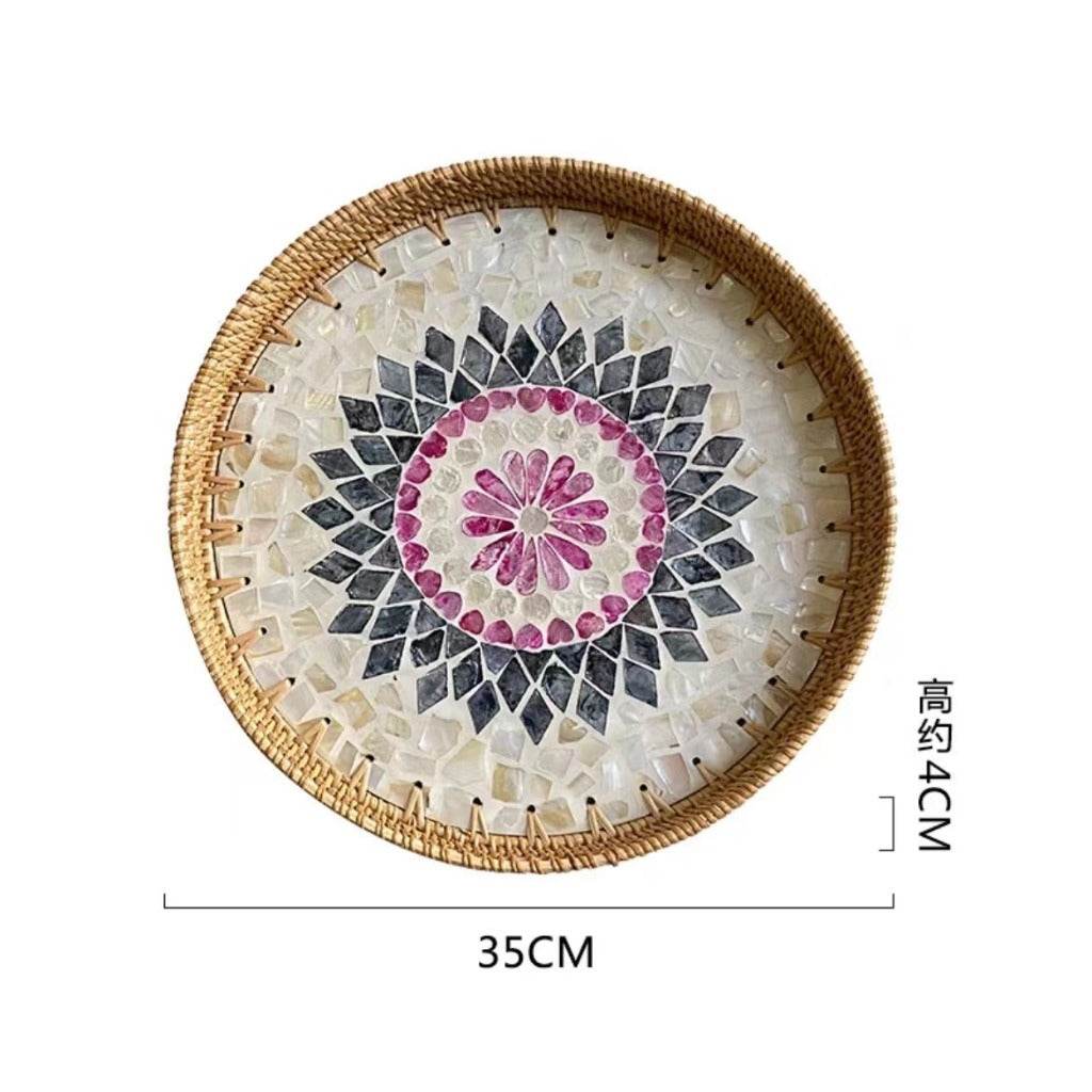 Vietnamese Handwoven Rattan Serving Tray – Natural Round Wicker Tray for Kitchen, Bathroom &amp; Home Decor | 30cm &amp; 35cm Sizes One-Sake.com b-30cm a-30cm a-35cm a-30cm-a-35cm-b-30cm-b-35cm-c-30cm-c-35cm-d-30cm-d-35cm-c-30cm+35cm-b-30cm+35cm-d-30cm+35cm-a-30cm+35cm-