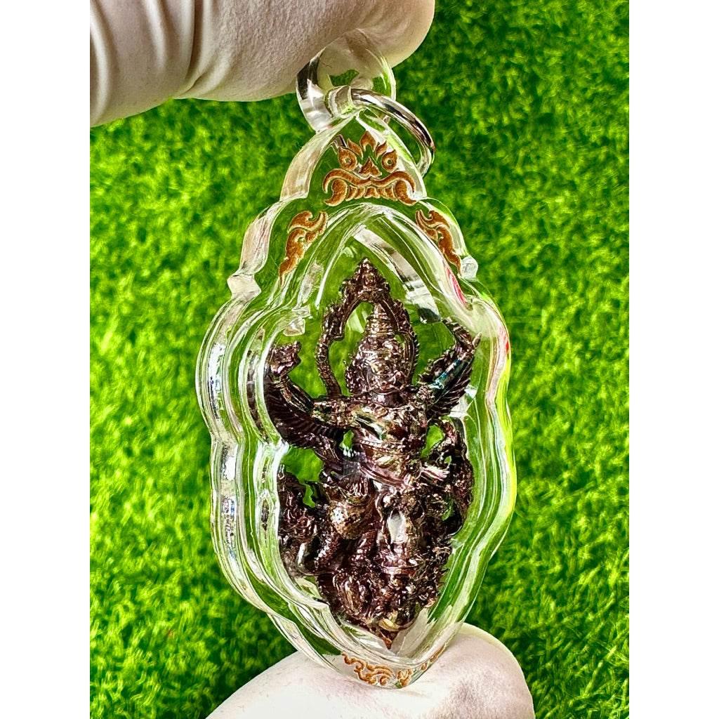 Phaya Garuda Amulet - Supreme Fortune Blessed Rainbow-Plated Sacred Alloy by 11 Monks