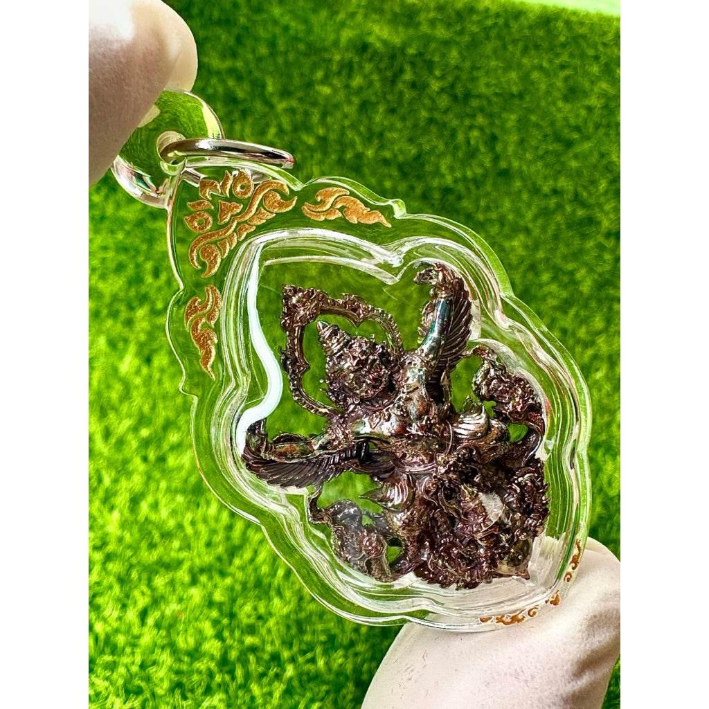 Phaya Garuda Amulet - Supreme Fortune Blessed Rainbow-Plated Sacred Alloy by 11 Monks