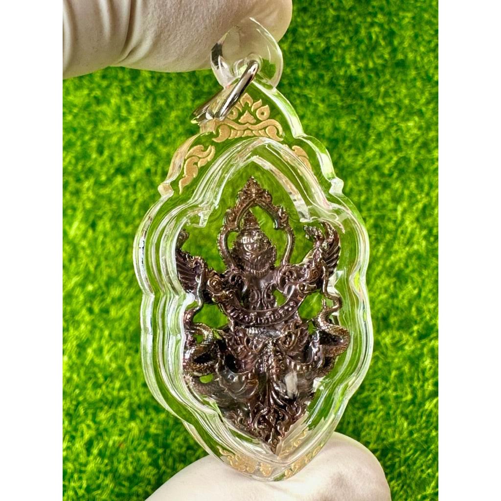 Phaya Garuda Amulet - Supreme Fortune Blessed Rainbow-Plated Sacred Alloy by 11 Monks