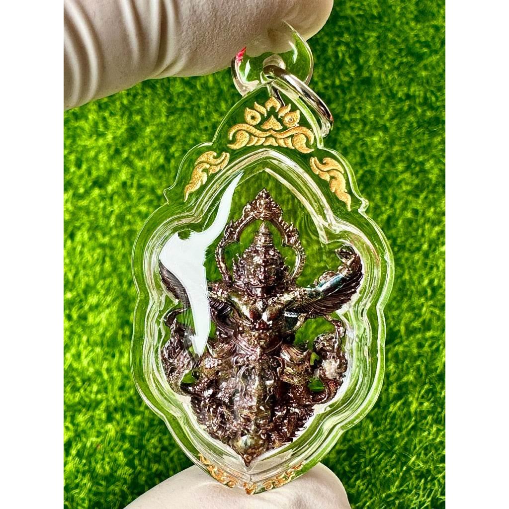Phaya Garuda Amulet - Supreme Fortune Blessed Rainbow-Plated Sacred Alloy by 11 Monks
