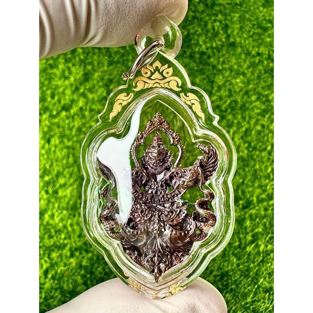 Phaya Garuda Amulet - Supreme Fortune Blessed Rainbow-Plated Sacred Alloy by 11 Monks
