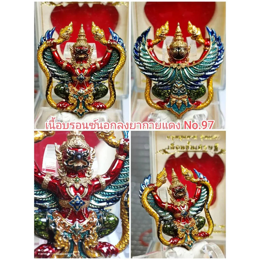 🦅 1st Edition: Garuda Grabbing Naga "Millionaire Promotion" Amulet (Year 2019) – Powerful Talisman for Career Success & Authority Red-bodied bronze 3.5x3.8cm.