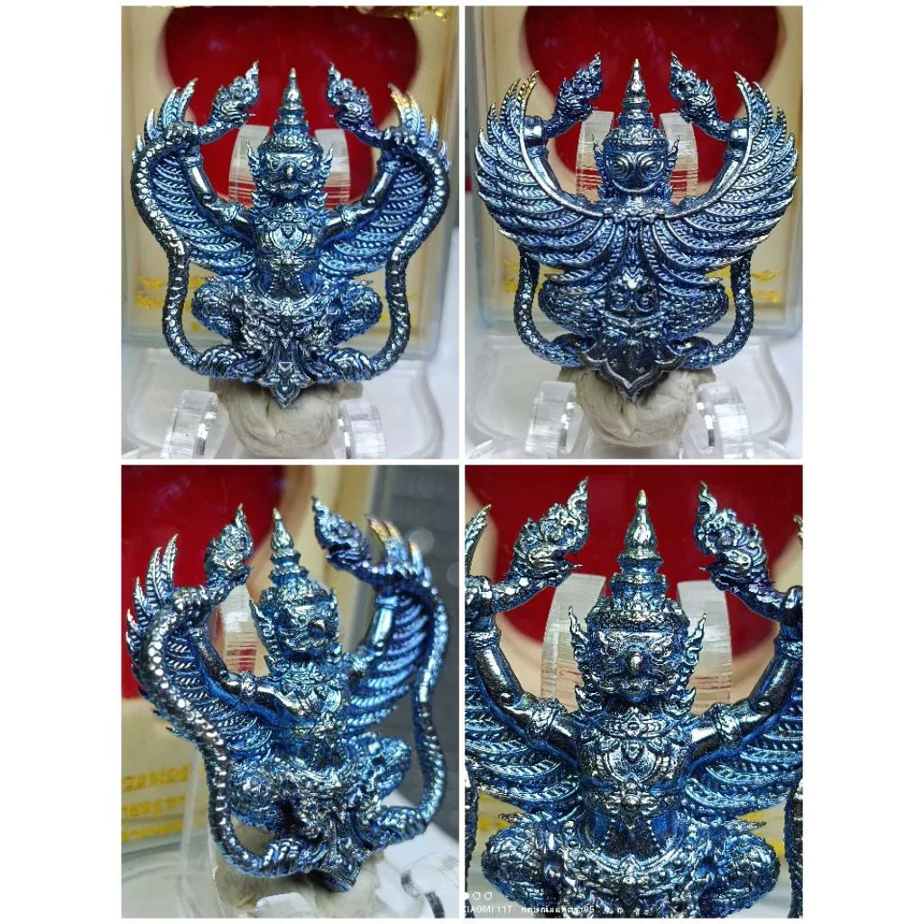 🦅 1st Edition: Garuda Grabbing Naga "Millionaire Promotion" Amulet (Year 2019) – Powerful Talisman for Career Success & Authority Blue Lord 3.5x3.8cm.