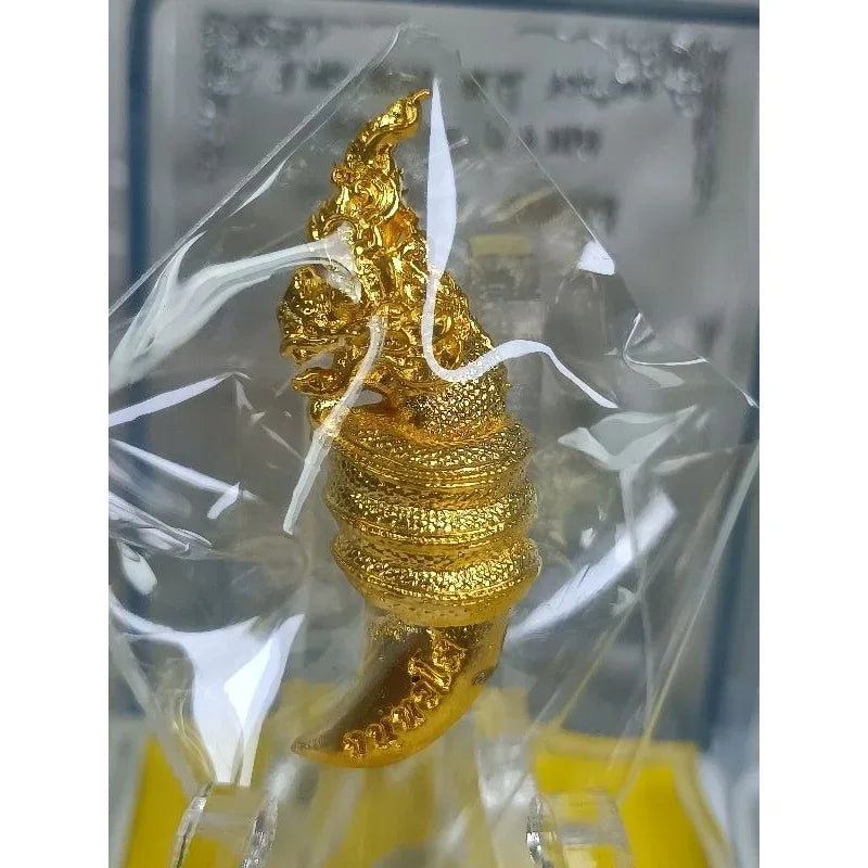 Naga Fang Amulet Wealth - Rich Wealth Edition by Luang Pu Saeng, Wat Pho Chai | Sacred Thai Talisman for Luck and Abundance Premium gold plating