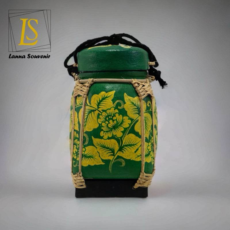 Lanna Bamboo Rice Box – Handmade Thai Kratip Khao Storage Jar | Natural Decor &amp; Gift in 12x21cm Size - Thai Blessing Co