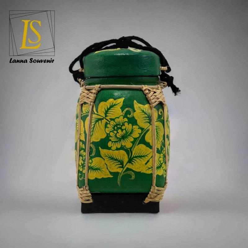 Handmade Thai Bamboo Rice Box - Thai Kratip Khao Storage Jar for Rice and Grains B63